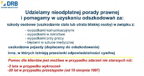 Pomoc W Uzyskaniu Odszkodowania Za Wypadek (nawet 20 Lat Temu).