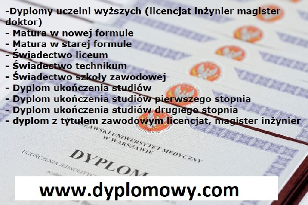 Dyplom Studiów Wyższych, Matura,  świadectwa, Dokumenty I Inne.