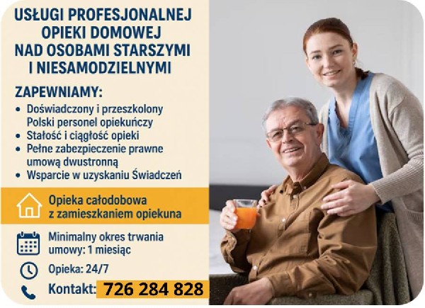 Opiekunka Osób Starszych Warszawa - 24 Godziny/dobę. Całe Mazowieckie